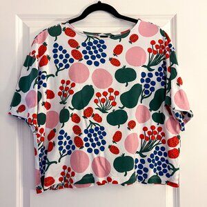 Marimekko X Uniqlo Multicolor Tori Fruit Vegetable Print Boxy Cotton T-shirt | M
